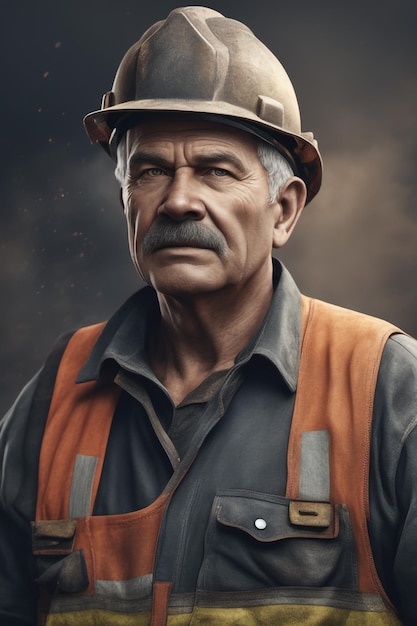 Portrait of old male miner