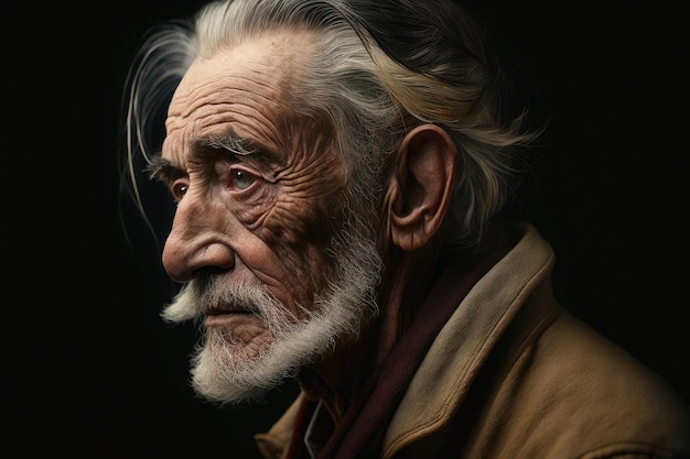 A portrait of an old man with a beard and mustache.