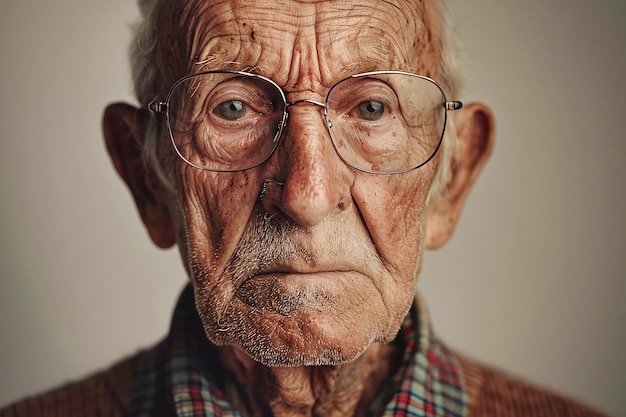 Portrait of an old man with glasses Elderly people