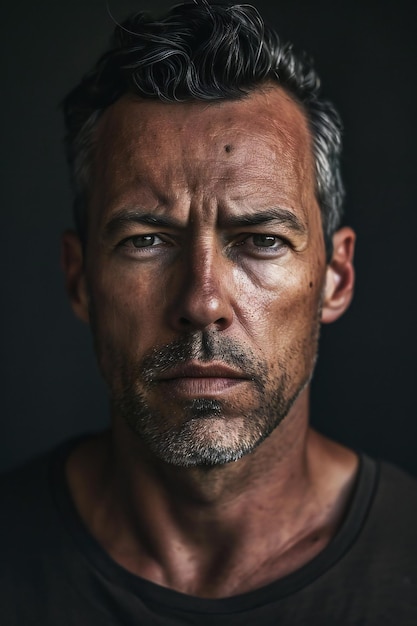 Portrait of an old man with a gray beard and mustache