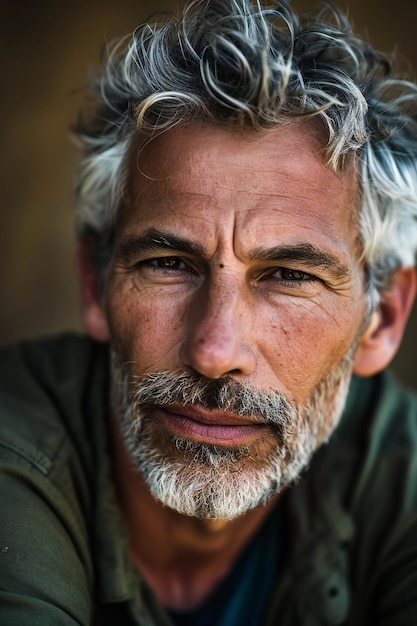 Portrait of an old man with grey hair and a beard