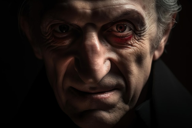 Portrait of old scary vampire Count Dracula Generative AI illustration