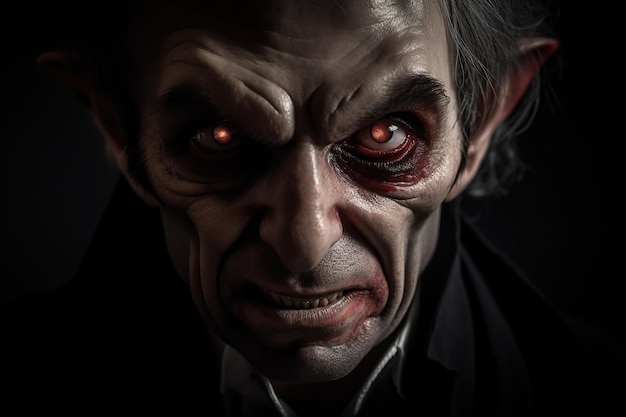 Portrait of old vampire Count Dracula in blood Generative AI illustration