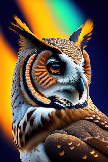 portrait of an Owl Abstract wildlife background Digital art