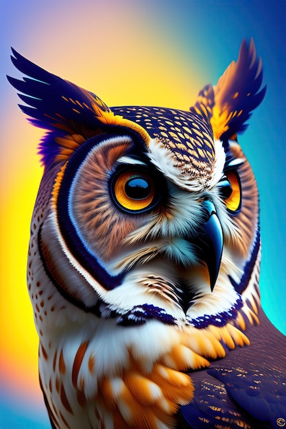 portrait of an Owl Abstract wildlife background Digital artwork