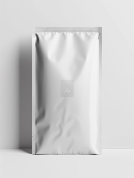 Portrait of a Packaging White Carton or Pouches Bag with Light Silver Template Illustration