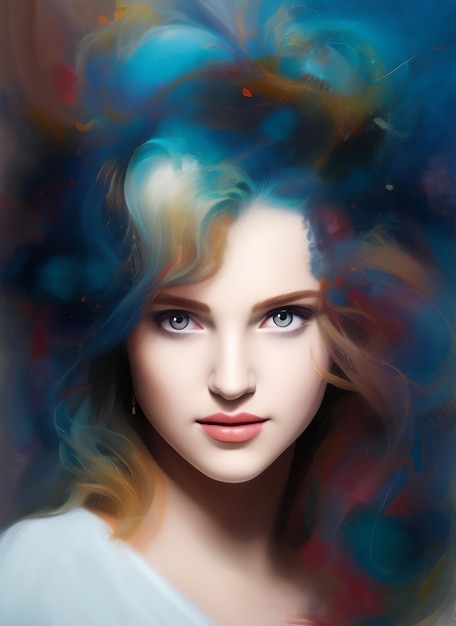 Portrait painting of a beautiful woman Abstract Illustration of a beautiful girl Beautiful woman p