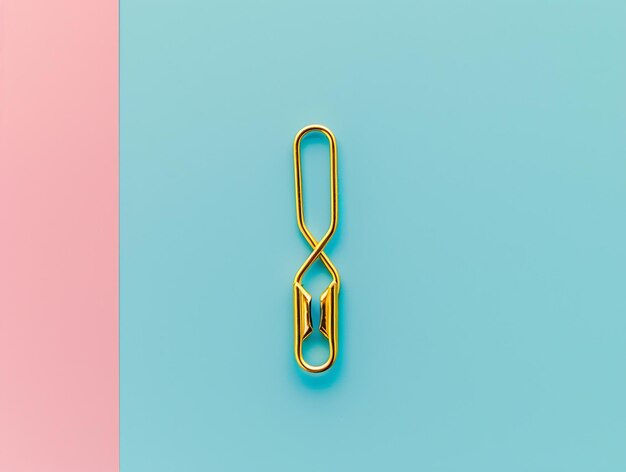 Photo portrait of a paperclip isolated on flat color