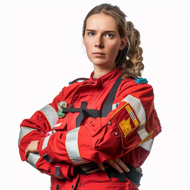 Photo portrait of paramedic on white background