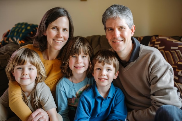 Portrait of parents with their happy children