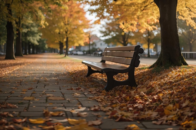 portrait of a path with fallen leaves