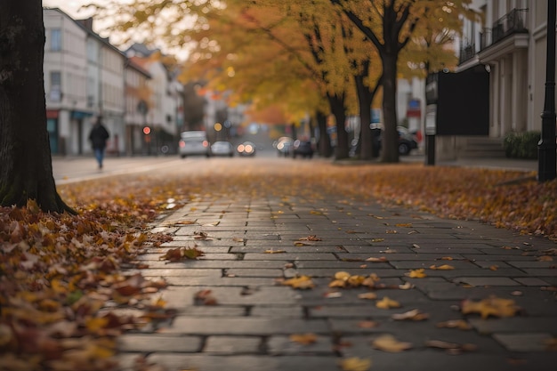 portrait of a path with fallen leaves