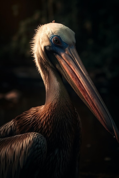 Portrait of Pelican Dramatic and Cinematic Lighting Photography Generative AI