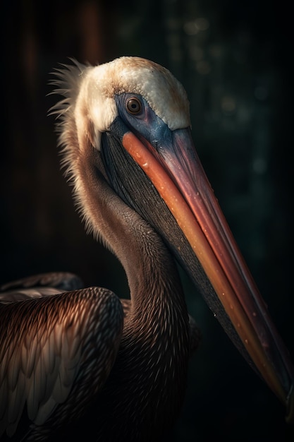 Portrait of Pelican Dramatic and Cinematic Lighting Photography Generative AI