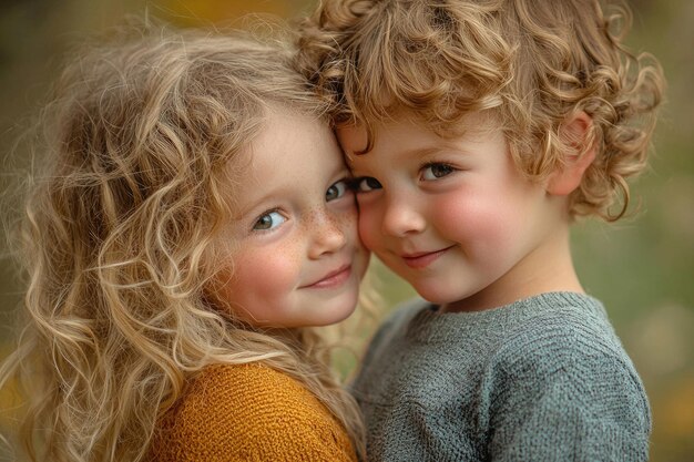 Photo portrait of a perfect young child pair