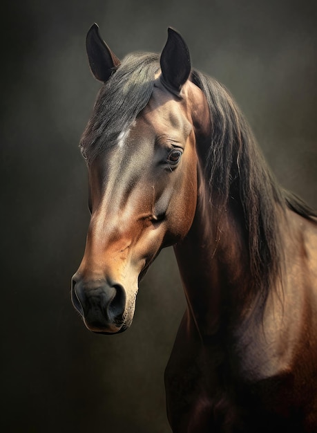 Portrait of photo of a beautiful horse