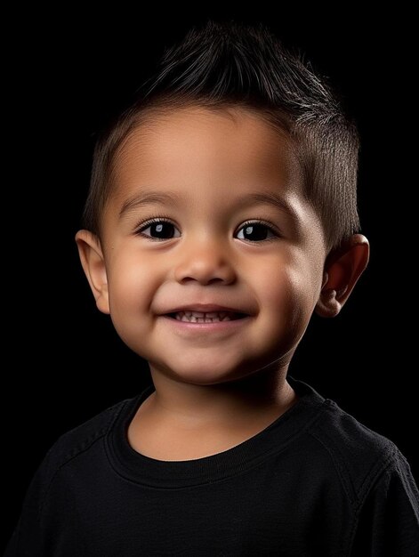 Portrait photo of colombian toddler male straight hair smiling