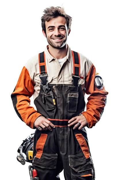 A portrait photo of a realistic smiling Mechanic