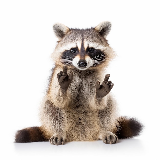 Portrait of a Playful Raccoon Flashing the Rock Gesture