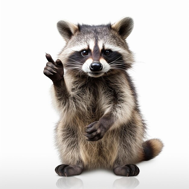 Portrait of a Playful Raccoon Flashing the Rock Gesture