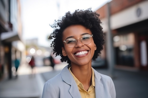 portrait of a pleased woman in her 30s