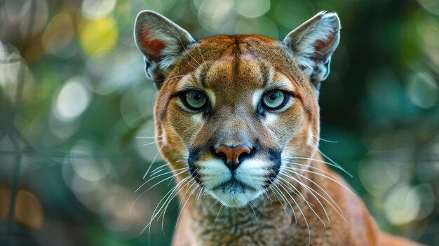 Photo portrait of puma in forest american cougar or mountain lion