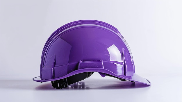 Portrait of Purple Safety Helmet on Flat Background