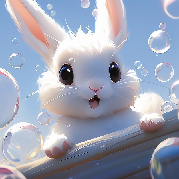 portrait rabbit realistic photorealism ultra details cute little