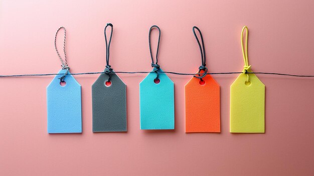 Photo portrait of a range of blank wooden tags for crafting