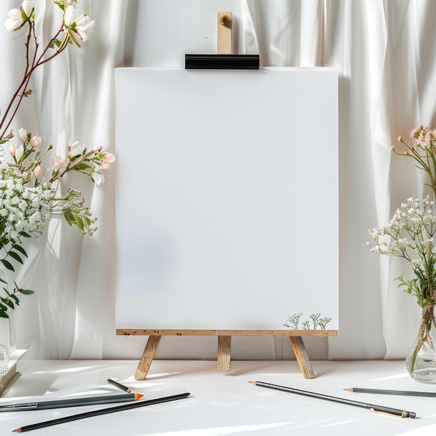 Portrait of Real Drawing Board Mockup AI Icon Whiteboard Easel