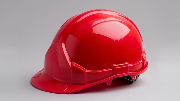 Portrait of Red Safety Helmet on Flat Background