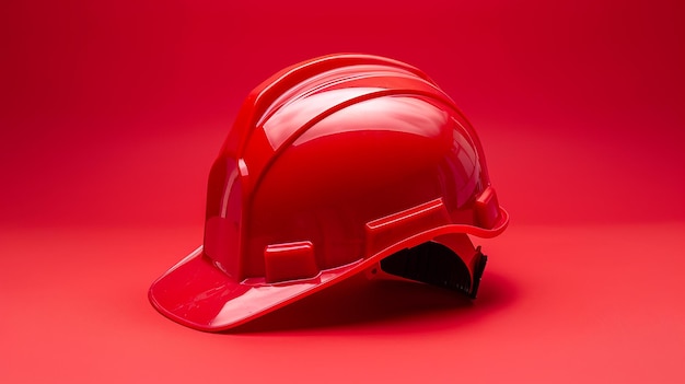 Portrait of Red Safety Helmet on Flat Background