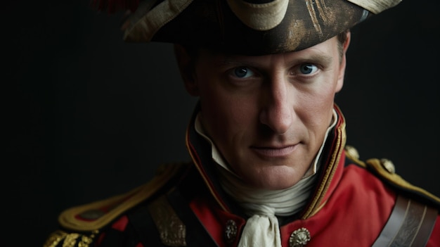 Portrait of a Revolutionary War officer his confident expression and military regalia embodying the fight for independence and the birth of a new nation