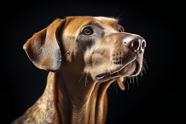 Portrait of a Rhodesian Ridgeback dog on a black background