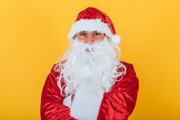 Portrait of Santa Claus on yellow