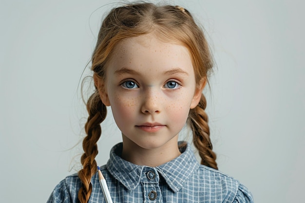 Portrait of schoolgirl with big notepad