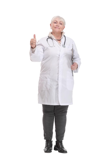 Portrait of senior female doctor holding clipboard