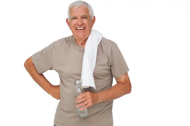 Portrait of a senior man with water bottle