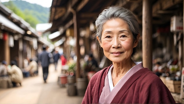 Portrait of senior woman in rural village market