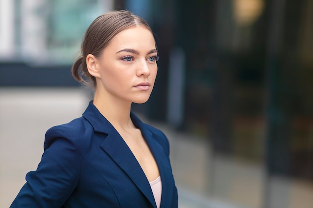 Portrait of serious beautiful businesswoman