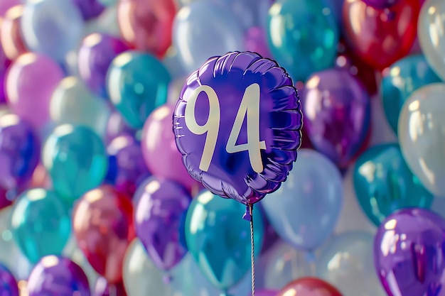 Photo portrait of silver helium balloons floating in the sky