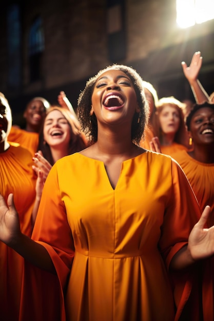 Portrait of a singer in a gospel choir