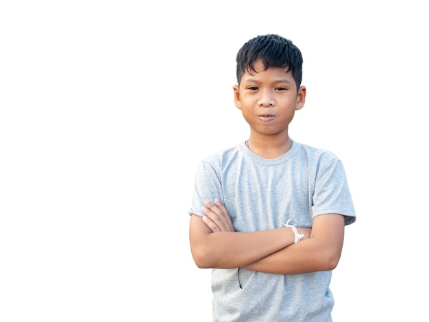 Portrait of smiling boy isolated on white background