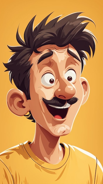 Photo portrait of a smiling boy with a mustache vector illustration