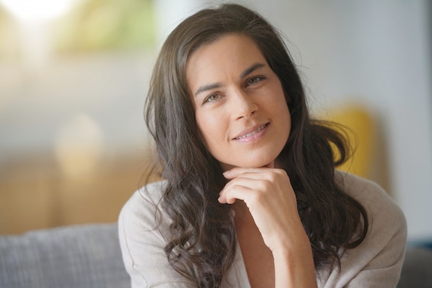 Portrait of smiling brunette woman