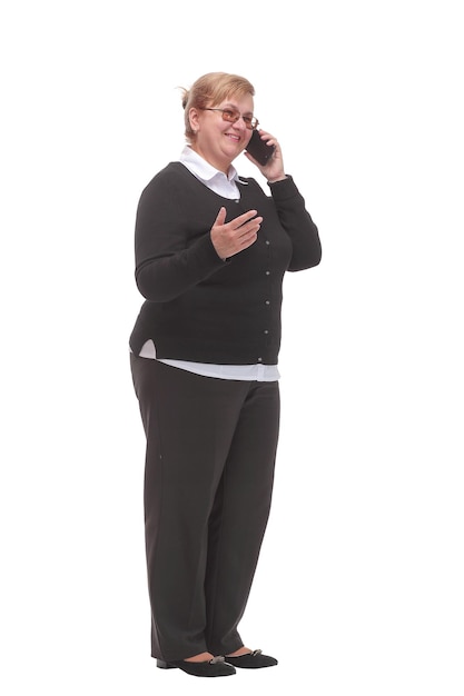 Portrait of smiling business woman phone talking