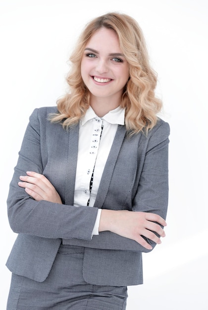 Portrait of a smiling business womanisolated on a white background