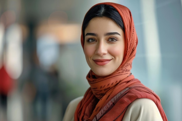 Portrait of smiling businesswoman in hijab