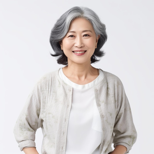 Portrait of a smiling elderly Asian woman suitable for healthcare or lifestyle industries