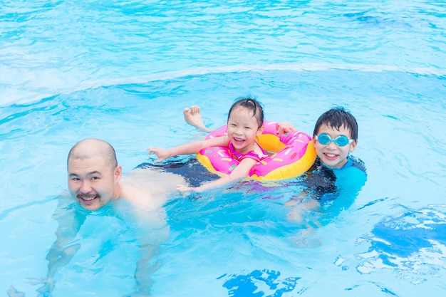 Portrait of smiling family in swimming pool